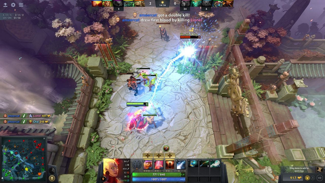 Dota 2 screenshot of heroes in a match