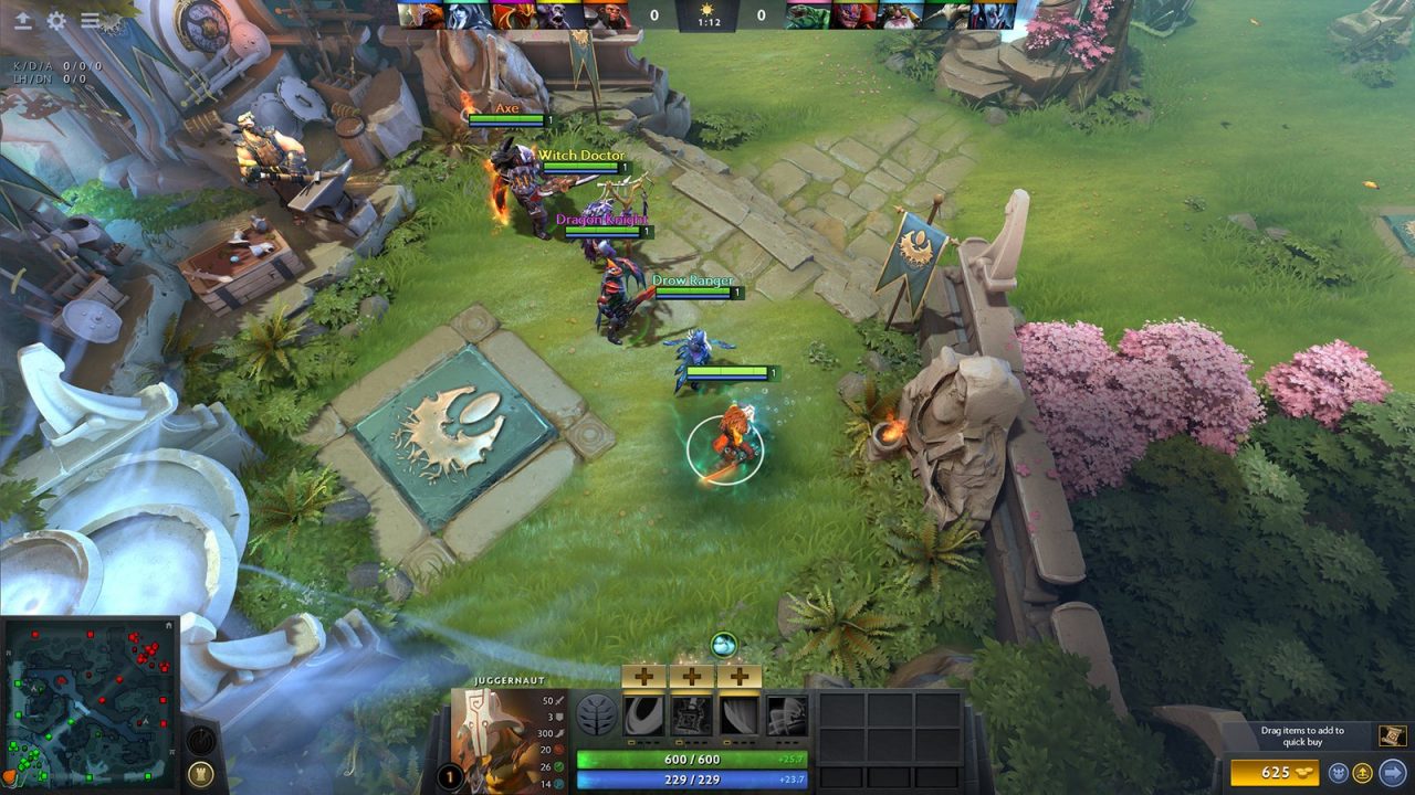 Dota 2 gameplay screenshot showing heroes in a match