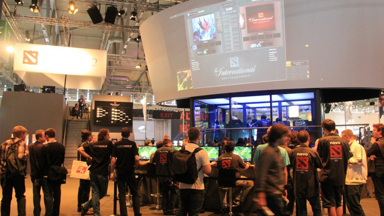Crowd and stage at the first The International Dota 2 tournament at Gamescom 2011