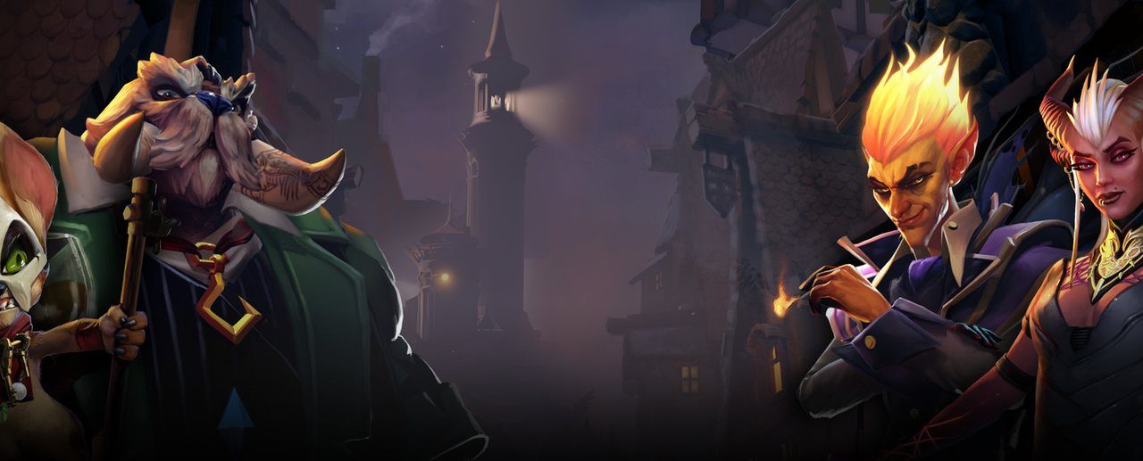Dota Underlords key art with heroes from Valve's auto battler